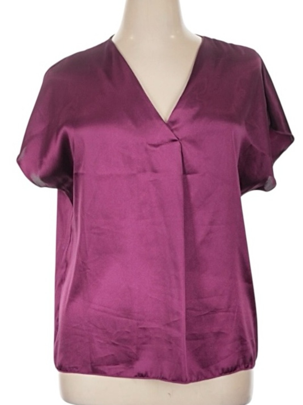 NIcole Miller V Neck Pleated Front Short Sleeve Blouse